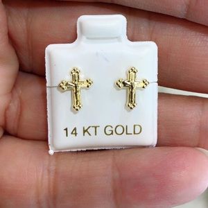 REAL STAMPED 14 KARAT GOLD CROSS 12x15 mm